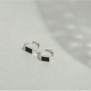 CLUE - Chic Black Small Ring Silver Earrings - CLUE - Jewelry - Harumio