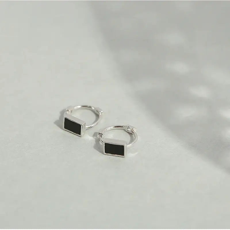 CLUE - Chic Black Small Ring Silver Earrings - CLUE - Jewelry - Harumio