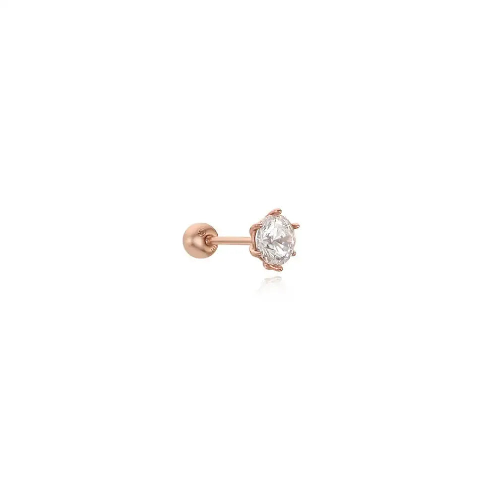 CLUE - 4mm White Cubic 10K/14K Gold Ear Pierce - CLUE - Jewelry - Harumio