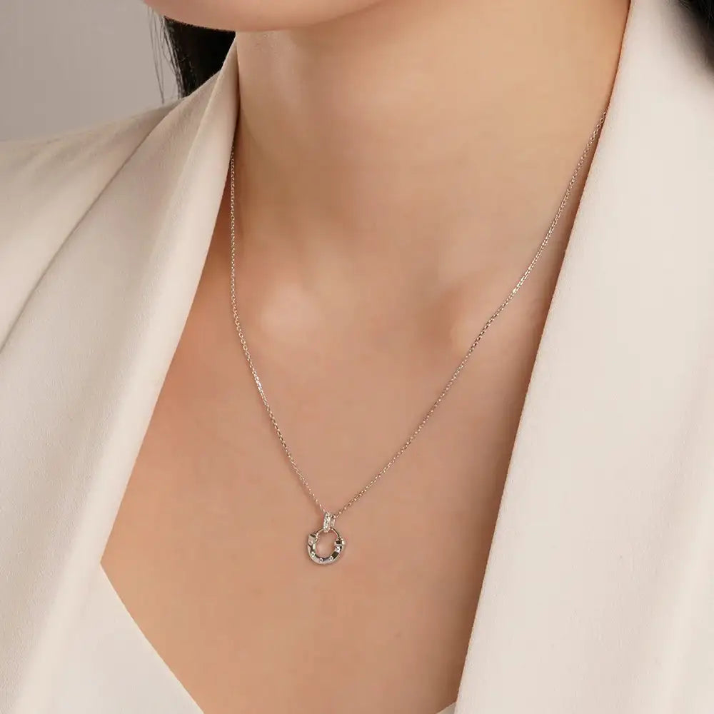 OST - Lucky Rock Horseshoe Stone Silver Necklace - OST - Jewelry - Harumio