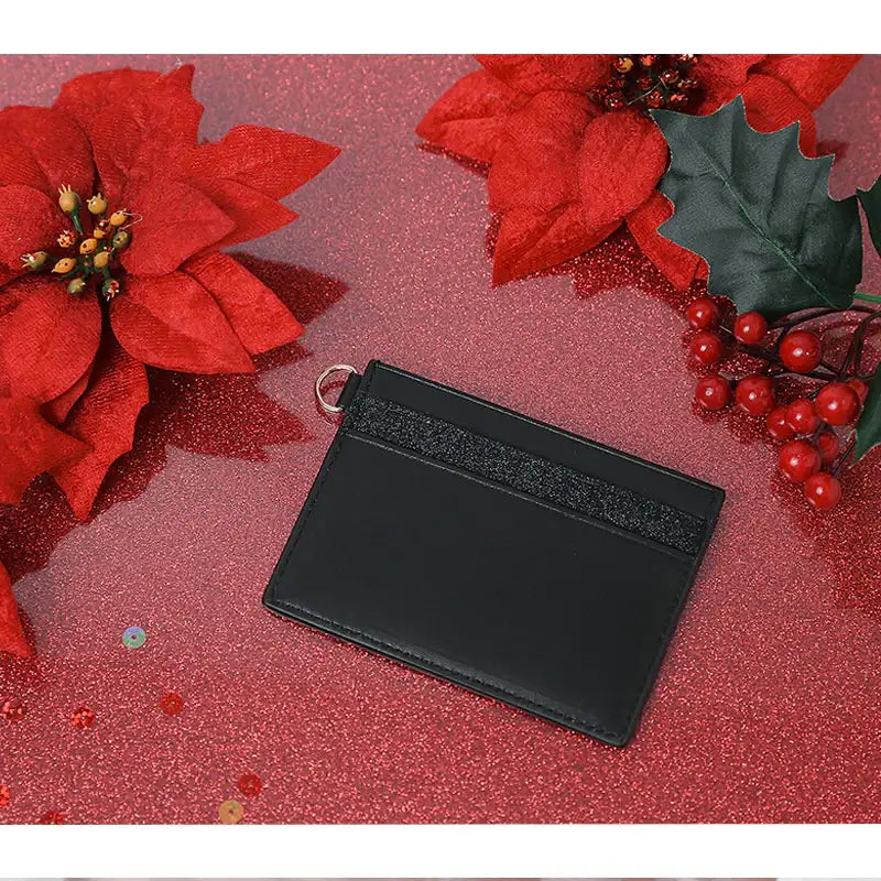 CLUE - Poinsettia Glitter Black Card Wallet - CLUE - Accessories - Harumio
