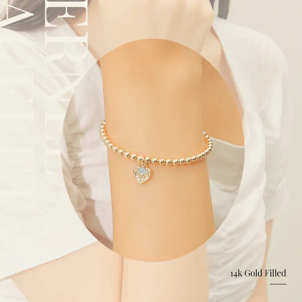 CLUE - 14K Gold Filled Eternal Aquamarine Stone Heart Bracelet - CLUE - Jewelry - Harumio