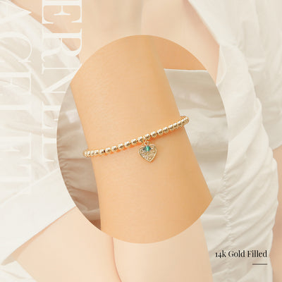 CLUE - 14K Gold Filled Eternal Emerald Stone Heart Bracelet