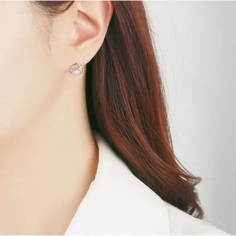 CLUE - Basic Cubic Round Silver Earrings - CLUE - Jewelry - Harumio