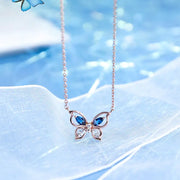 CLUE - Butterfly's Blue Wings Rose Gold Necklace - CLUE - Jewelry - Harumio
