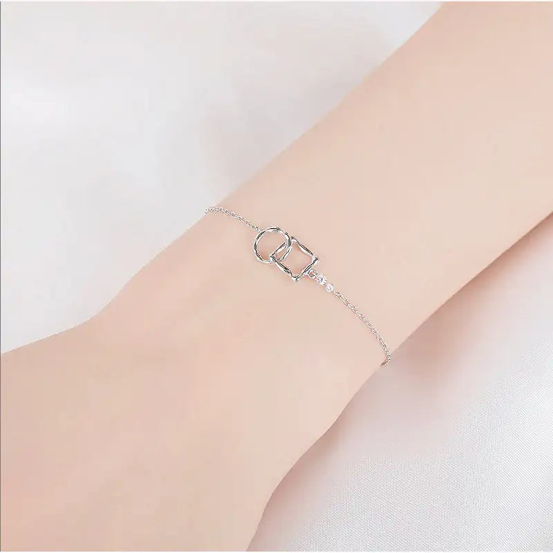 CLUE - Square Circle Silver Bracelet - CLUE - Jewelry - Harumio