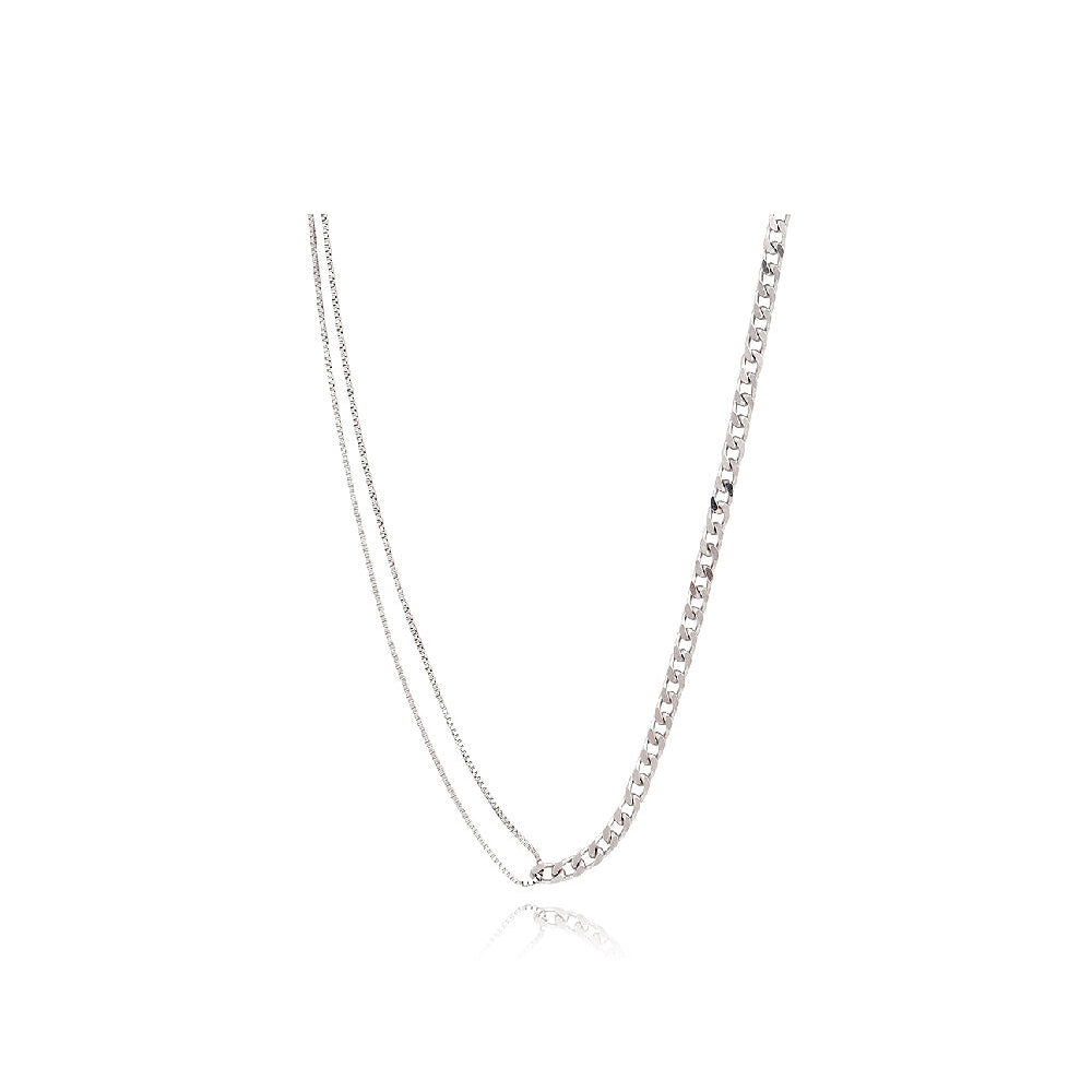 CLUE - Unbalance Clip Chain Silver Necklace
