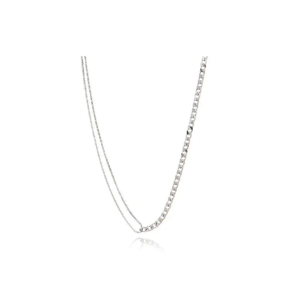 CLUE - Unbalance Clip Chain Silver Necklace - CLUE - Jewelry - Harumio