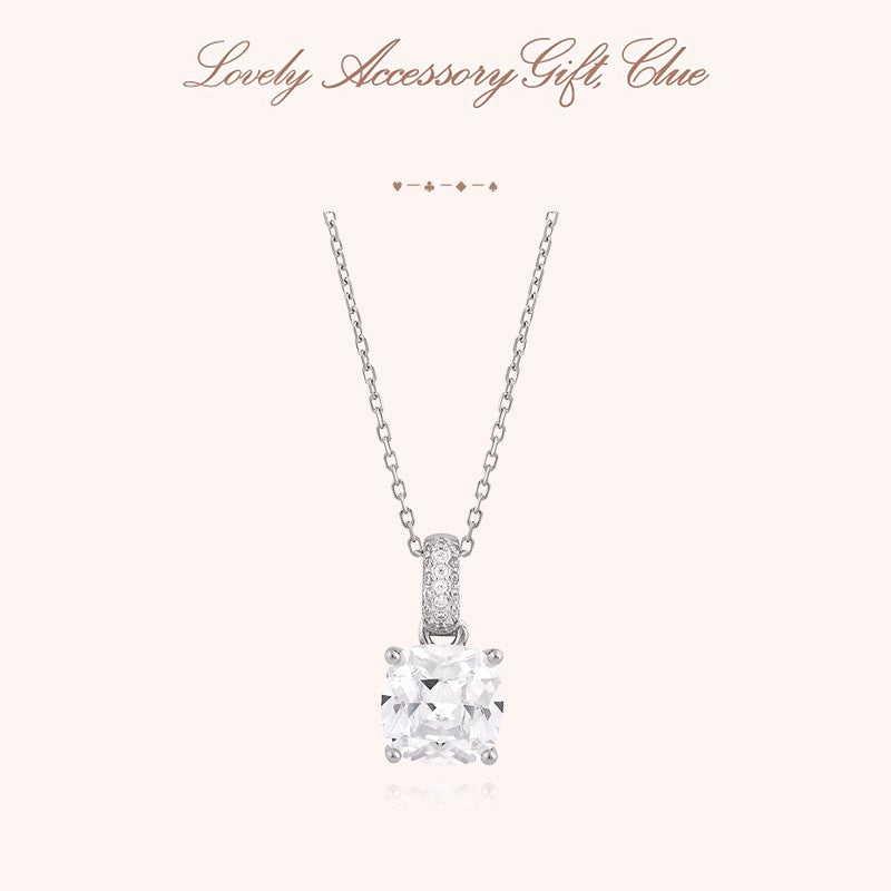 CLUE - Clear Crystal Cubic Silver Necklace