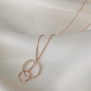 CLUE - Cross Round Drop Rose Gold Necklace - CLUE - Jewelry - Harumio