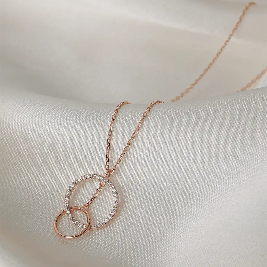 CLUE - Cross Round Drop Rose Gold Necklace - CLUE - Jewelry - Harumio