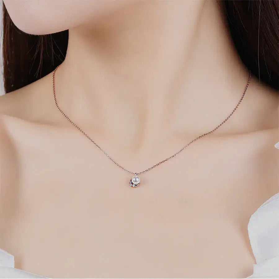 CLUE - Pearl Cubic Silver Necklace - CLUE - Jewelry - Harumio