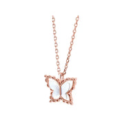 CLUE - Spring Mother-of-Pearl Butterfly Silver Necklace - CLUE - Jewelry - Harumio