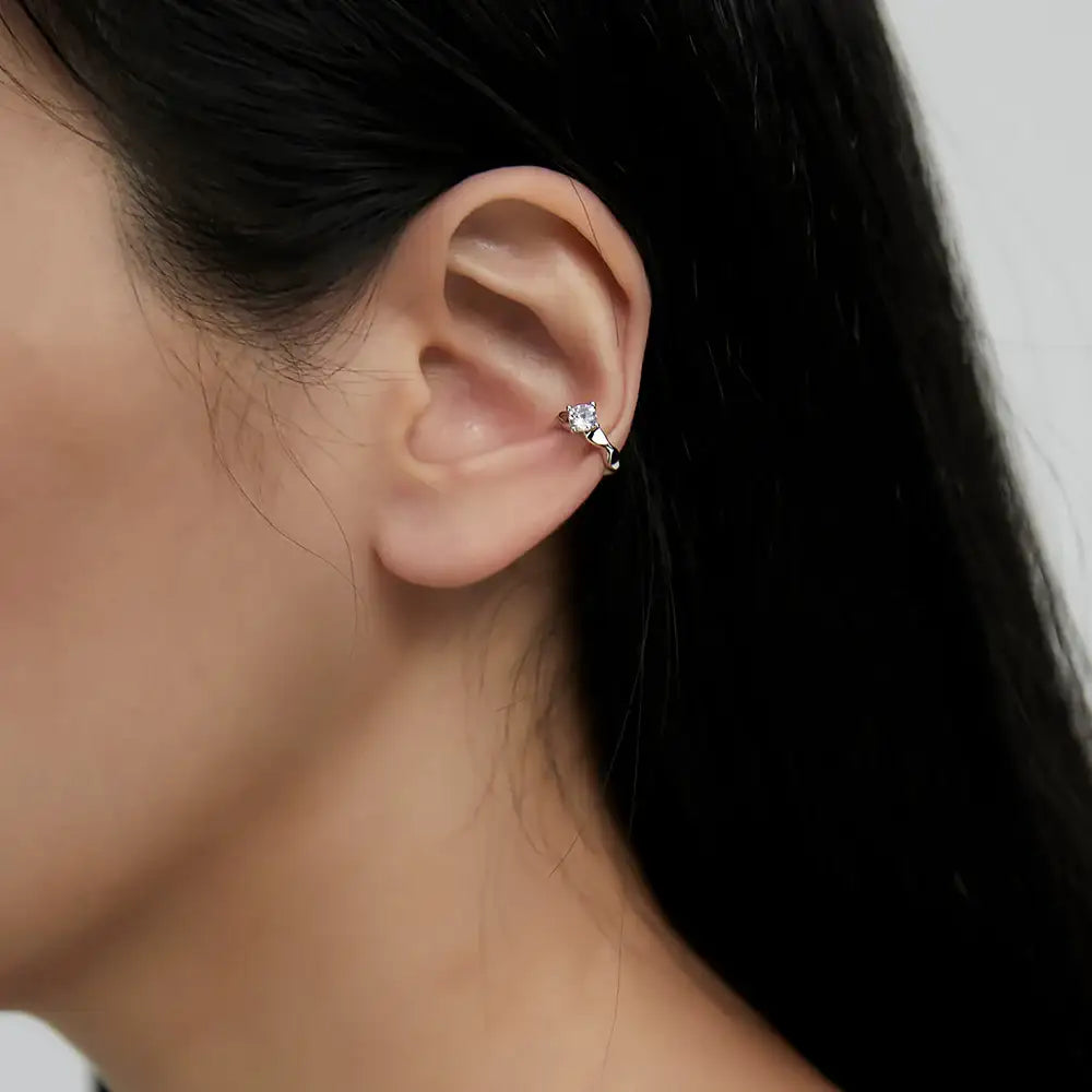 OST - One Cubic Point Silver Ear Cuff - OST - Jewelry - Harumio