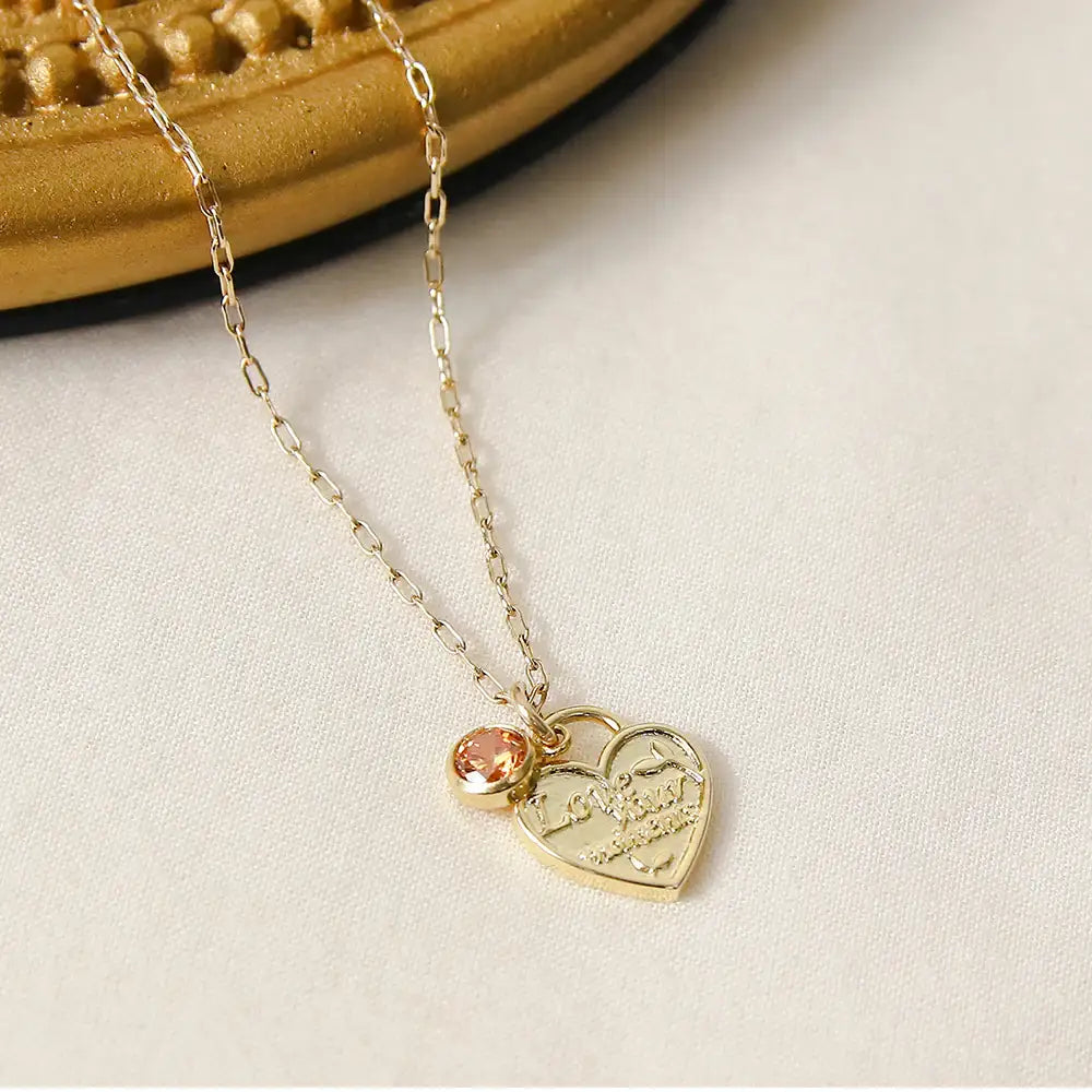 CLUE - 14K Gold Filled Eternal Citrine Stone Heart Necklace - CLUE - Jewelry - Harumio