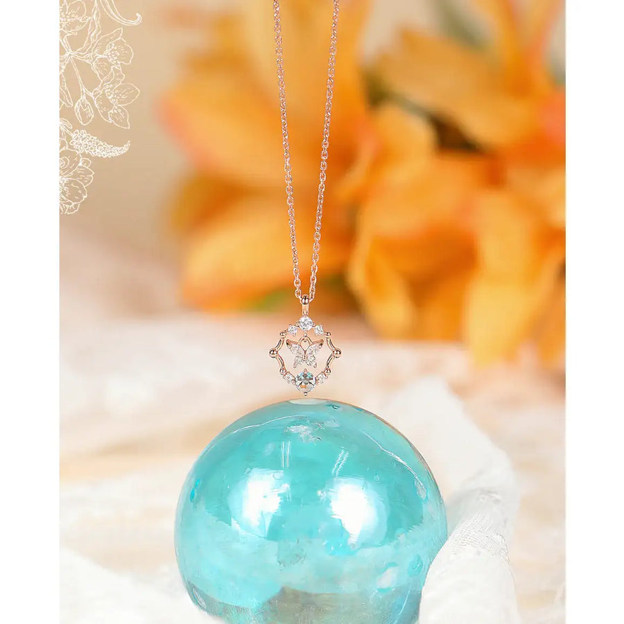 CLUE - Lucky March Butterfly Silver Necklace - CLUE - Jewelry - Harumio