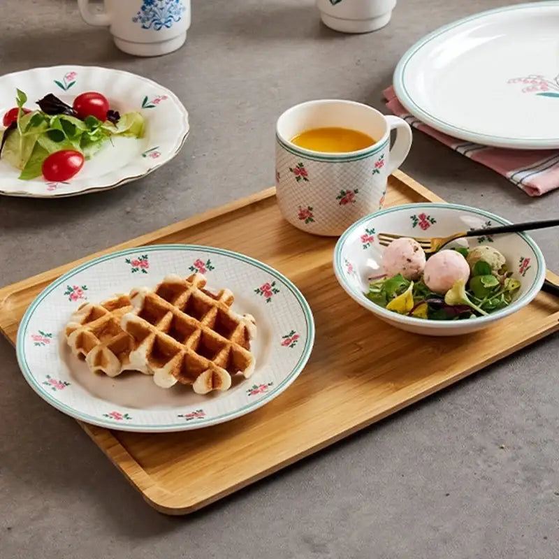 Korean L Retro Brunch Set & Bamboo Tray - Modern House - Kitchenware - Harumio
