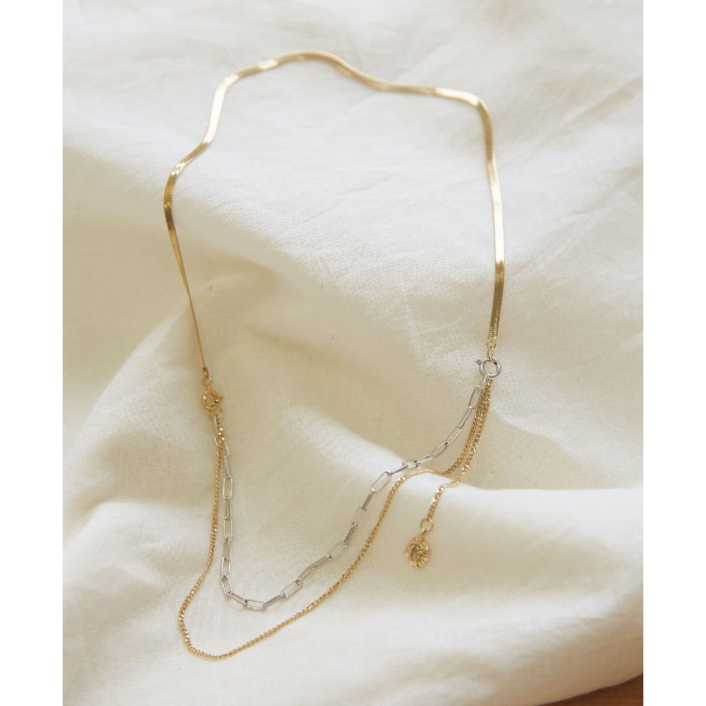 CLUE - C Collection Vintage Pendant Mix Chain Silver Necklace