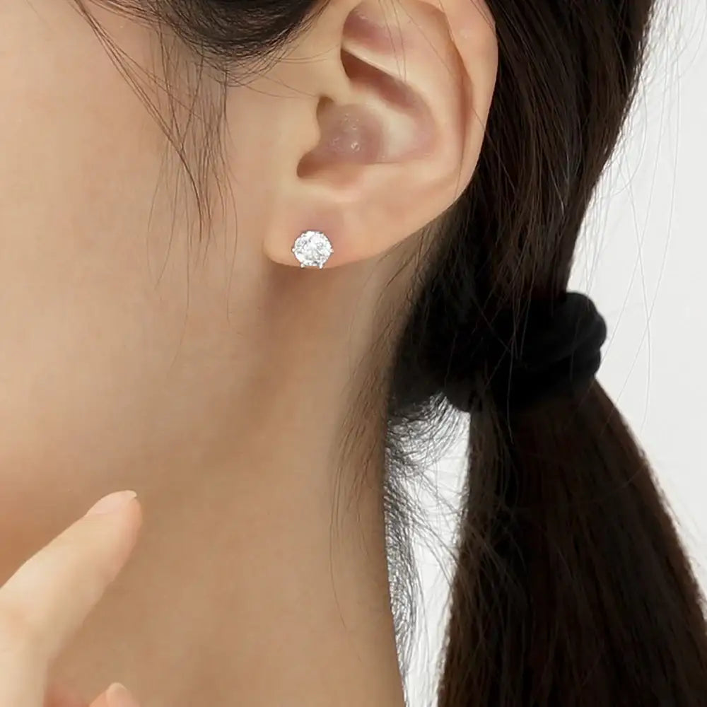 OST - Simulated Diamond 1ct Solitaire Ear Pierce - OST - Jewelry - Harumio