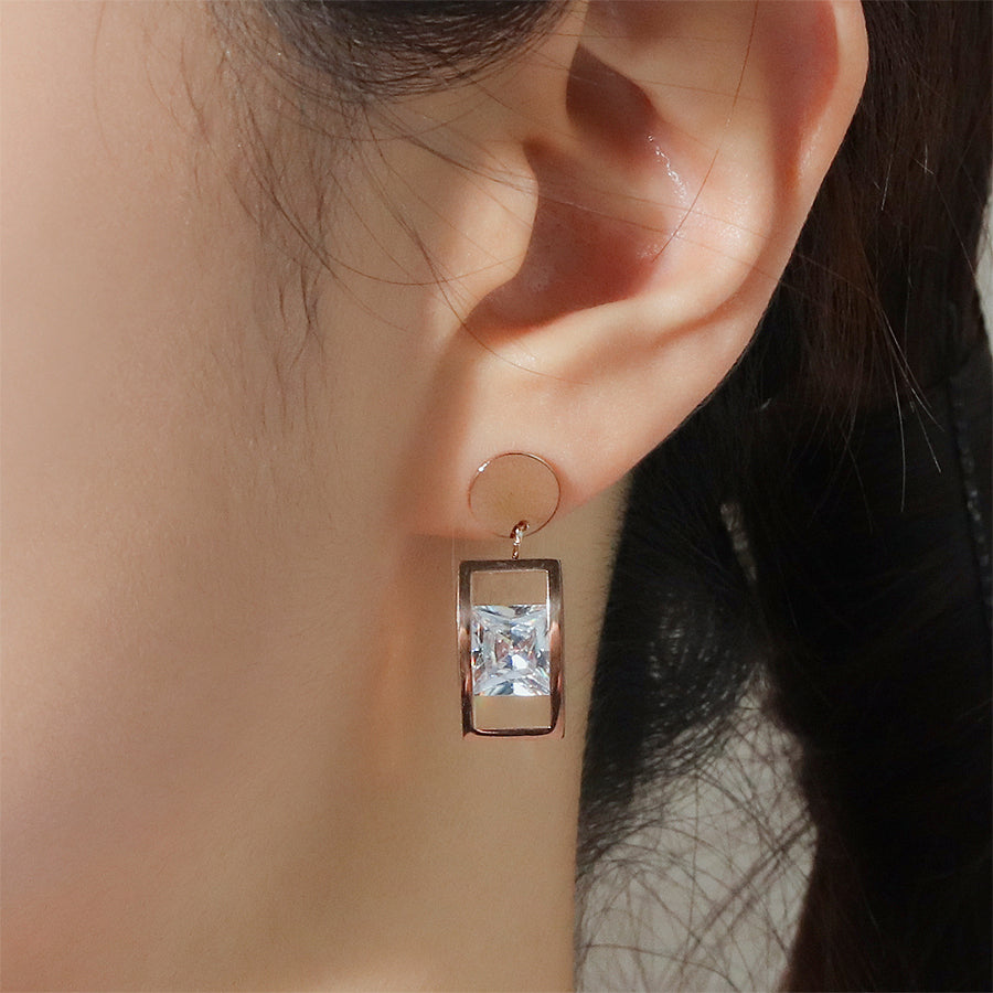CLUE - Square Crystal Surgical Steel Earrings