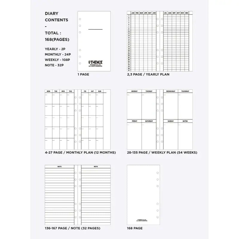THENCE - A6 Standard Diary Paper Set - THENCE - Stationary - Harumio