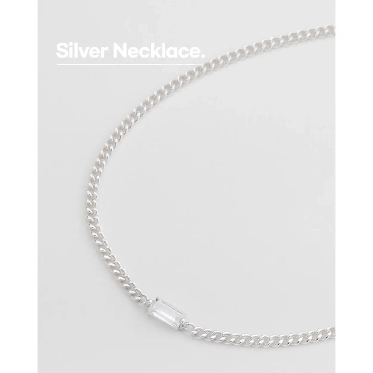 OST - Baguette Stone Layered Silver Necklace - OST - Jewelry - Harumio