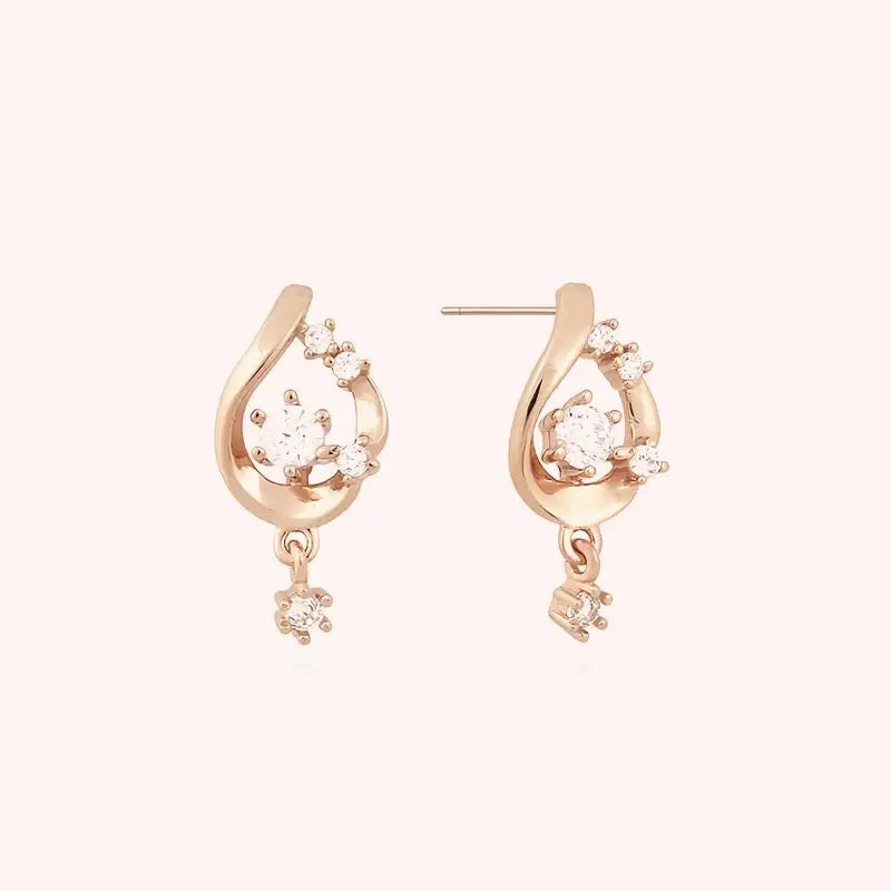 CLUE - Water Drop Rose Gold Silver Earrings