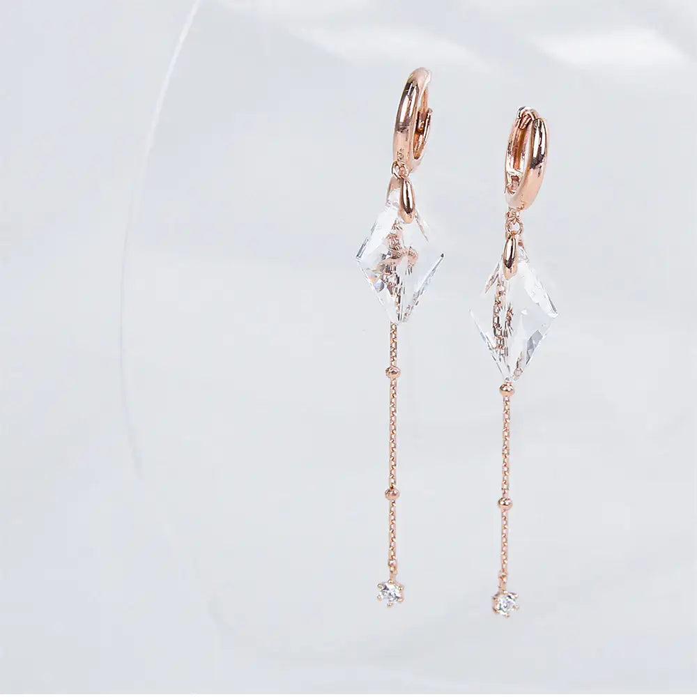 CLUE - Ice Crystal One Touch Rose Gold Earrings - CLUE - Jewelry - Harumio