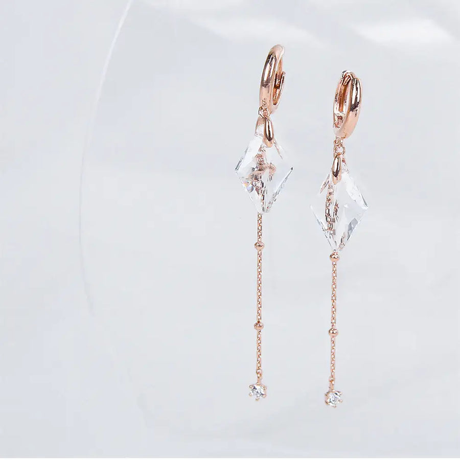 CLUE - Ice Crystal One Touch Rose Gold Earrings - CLUE - Jewelry - Harumio