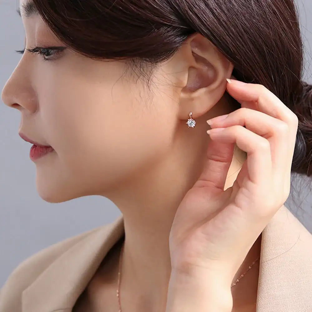 OST - Prong Setting Simulated Diamond Rose Gold Earrings - OST - Jewelry - Harumio