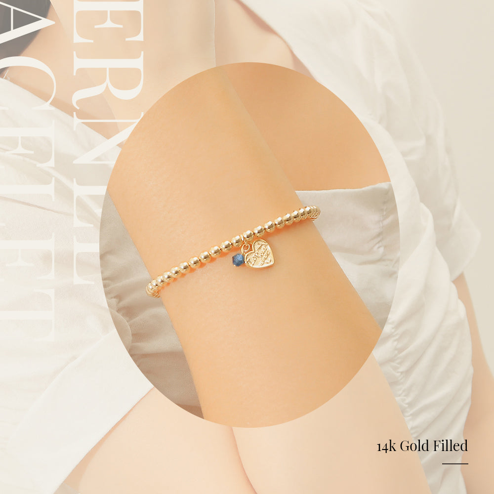 CLUE - 14K Gold Filled Eternal Sapphire Stone Heart Bracelet