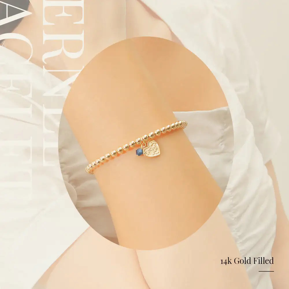 CLUE - 14K Gold Filled Eternal Sapphire Stone Heart Bracelet - CLUE - Jewelry - Harumio