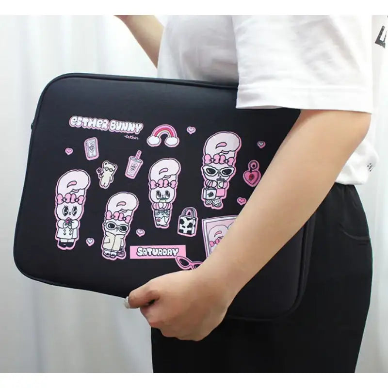 【Esther Bunny】 13 inch PU embroidery notebook pouch Esther Bunny - Notebook Pouch – Harumio