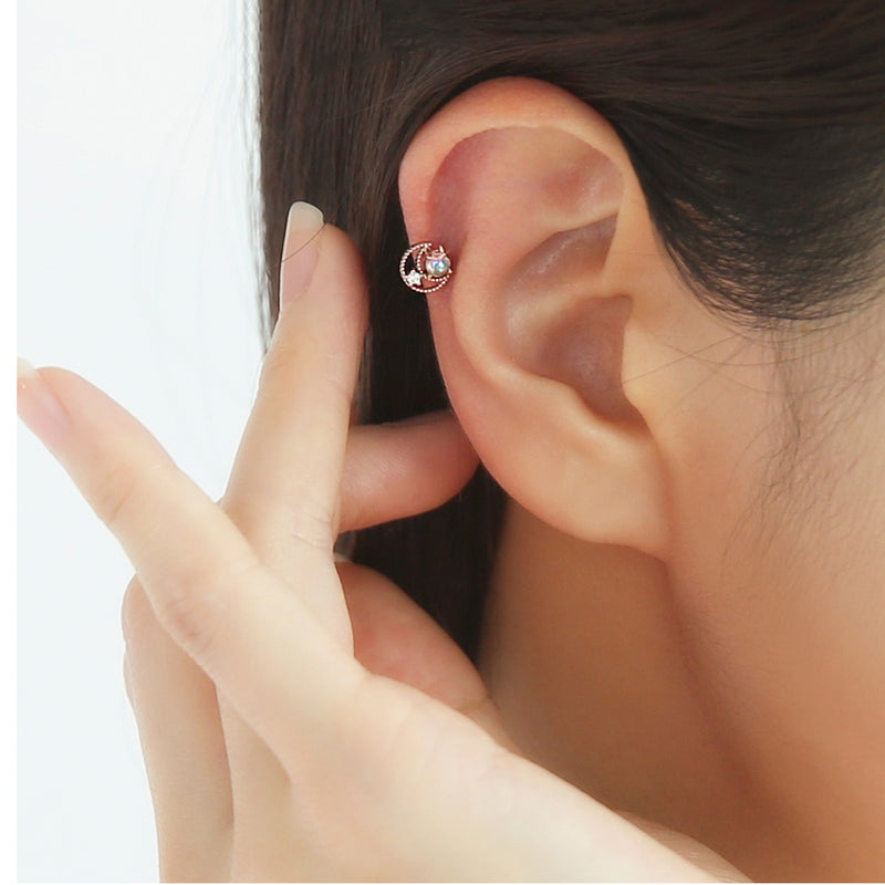 OST - Garnet Rose Gold Planet Ear Pierce (January)