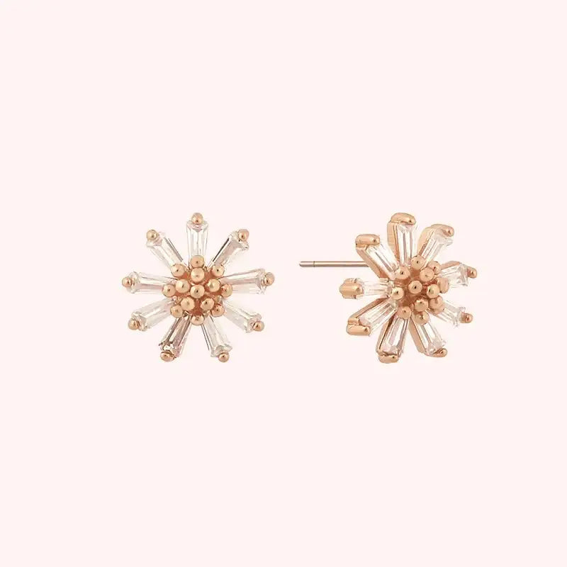 CLUE - Shining Cubic Sunflower Silver Earrings - CLUE - Jewelry - Harumio