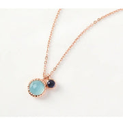 CLUE - Wish Spell Blue Chalcedony Natural Stone Double Pendant Silver Necklace - CLUE - Jewelry - Harumio