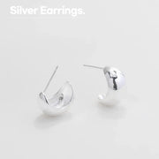 OST - Bold Glossy Silver Earrings - OST - Jewelry - Harumio