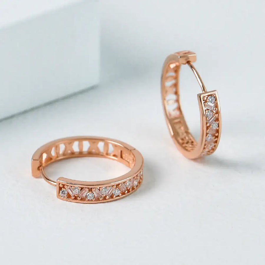 CLUE - Cubic Point Hoop Rose Gold Earrings - CLUE - Jewelry - Harumio