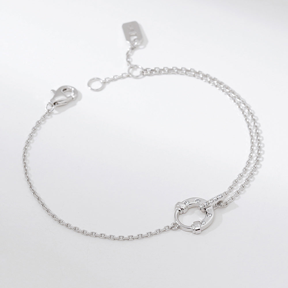 OST - Lucky Lock Horseshoe Half Silver Bracelet