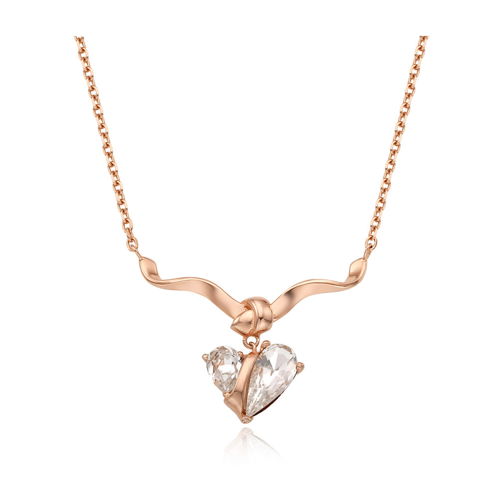 Bloom x Linky Laboratory - Heart Wave Ribbon Rose Gold Necklace