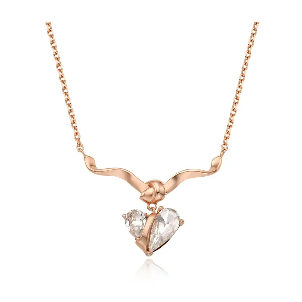 Bloom x Linky Laboratory - Heart Wave Ribbon Rose Gold Necklace - Bloom x Linky Laboratory - Jewelry - Harumio
