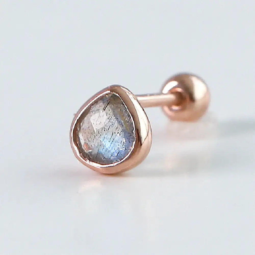 CLUE - Wish Spell Labradorite Natural Stone Drop Silver Piercing - CLUE - Jewelry - Harumio