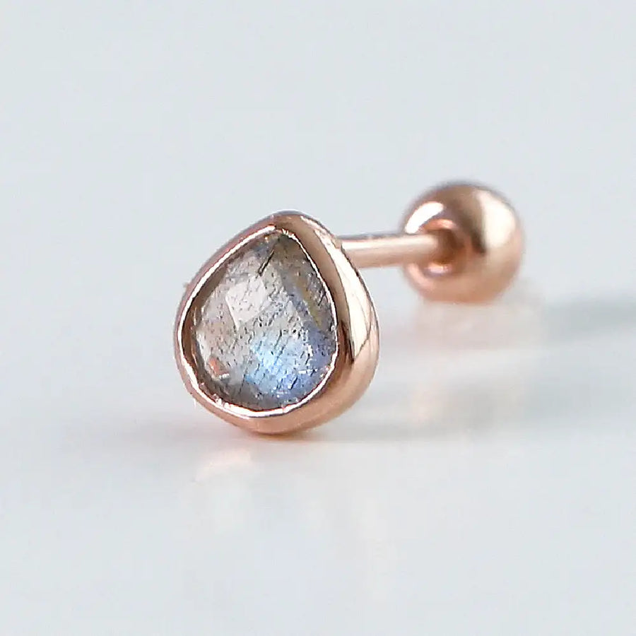 CLUE - Wish Spell Labradorite Natural Stone Drop Silver Piercing - CLUE - Jewelry - Harumio