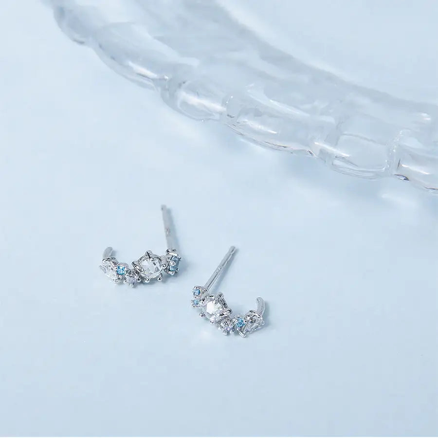 CLUE - Crystal Aqua Silver Earrings - CLUE - Jewelry - Harumio
