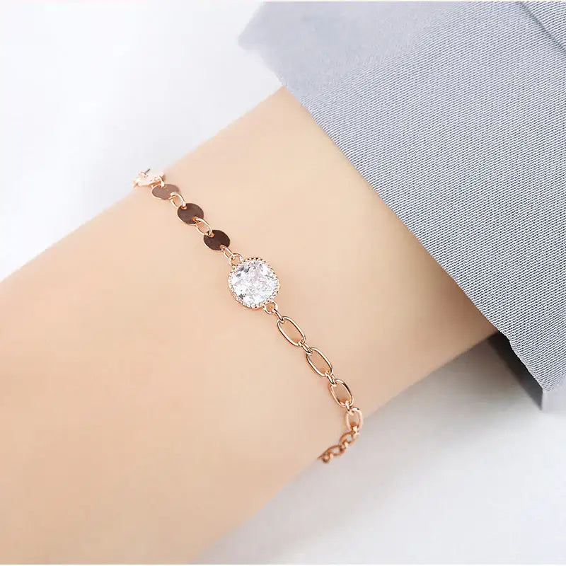 CLUE - Point Square Stone Silver Bracelet - CLUE - Jewelry - Harumio