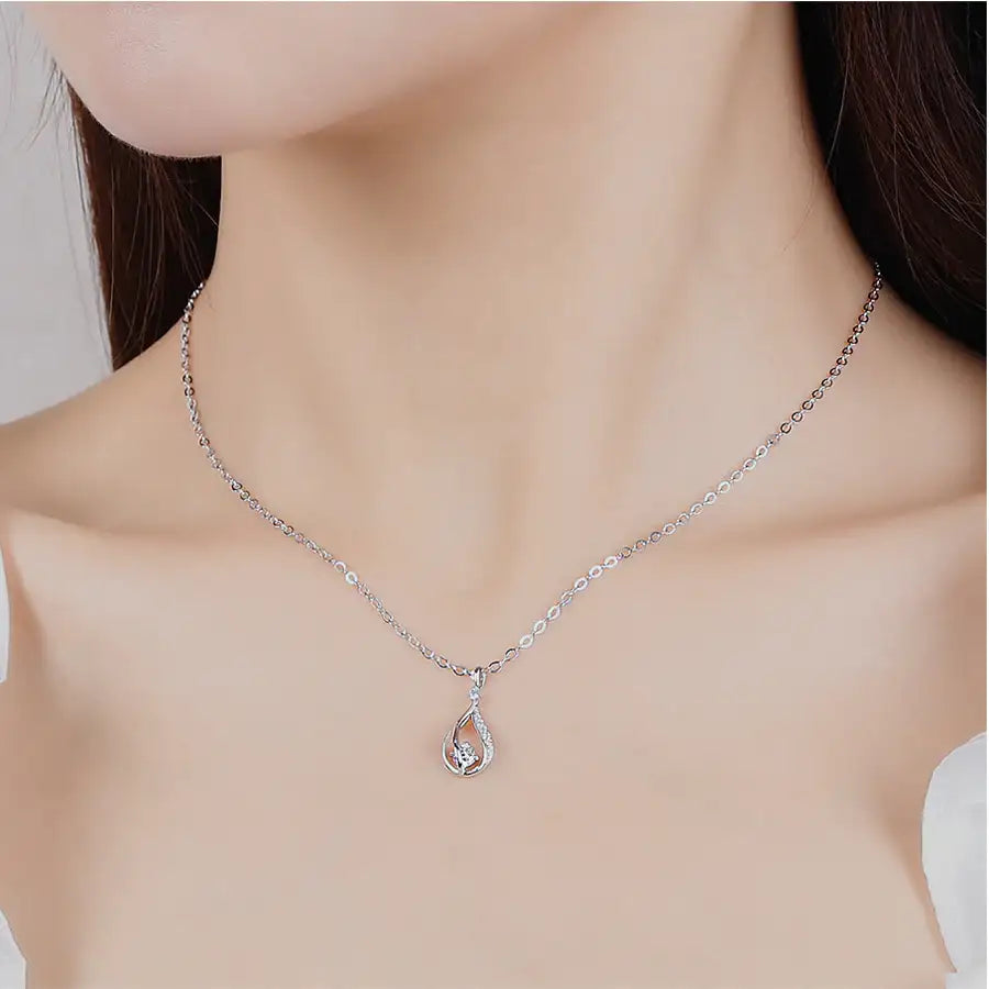 CLUE - Drop Cubic Silver Necklace - CLUE - Jewelry - Harumio