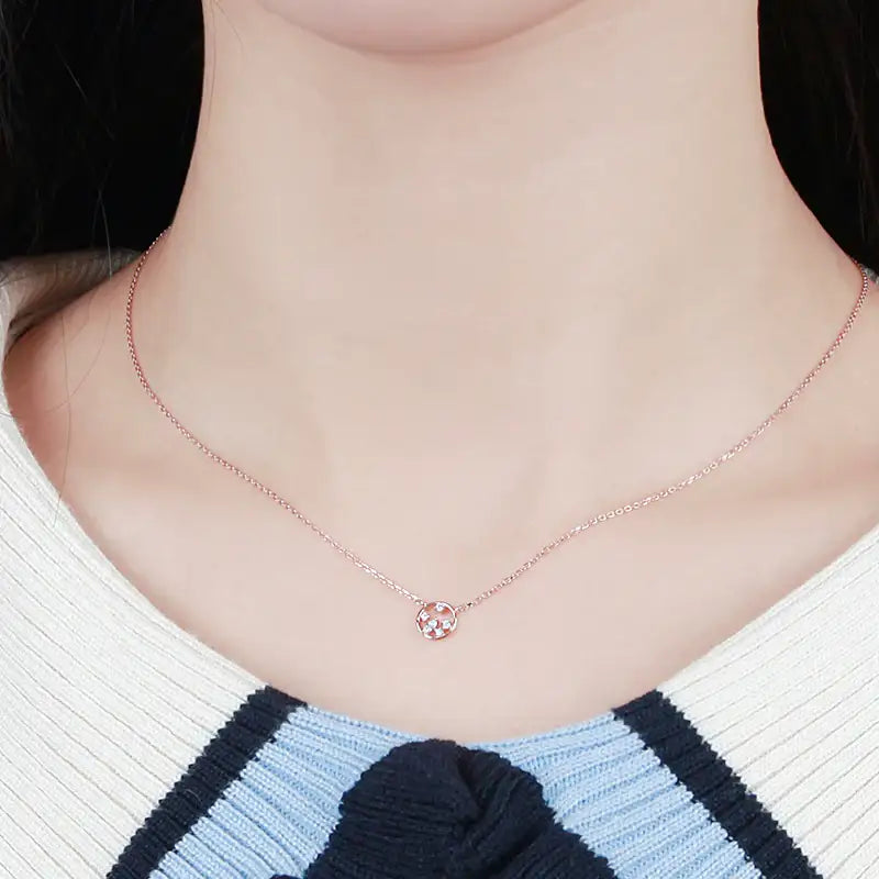 CLUE - Round Freezing Cubic Silver Necklace - CLUE - Jewelry - Harumio