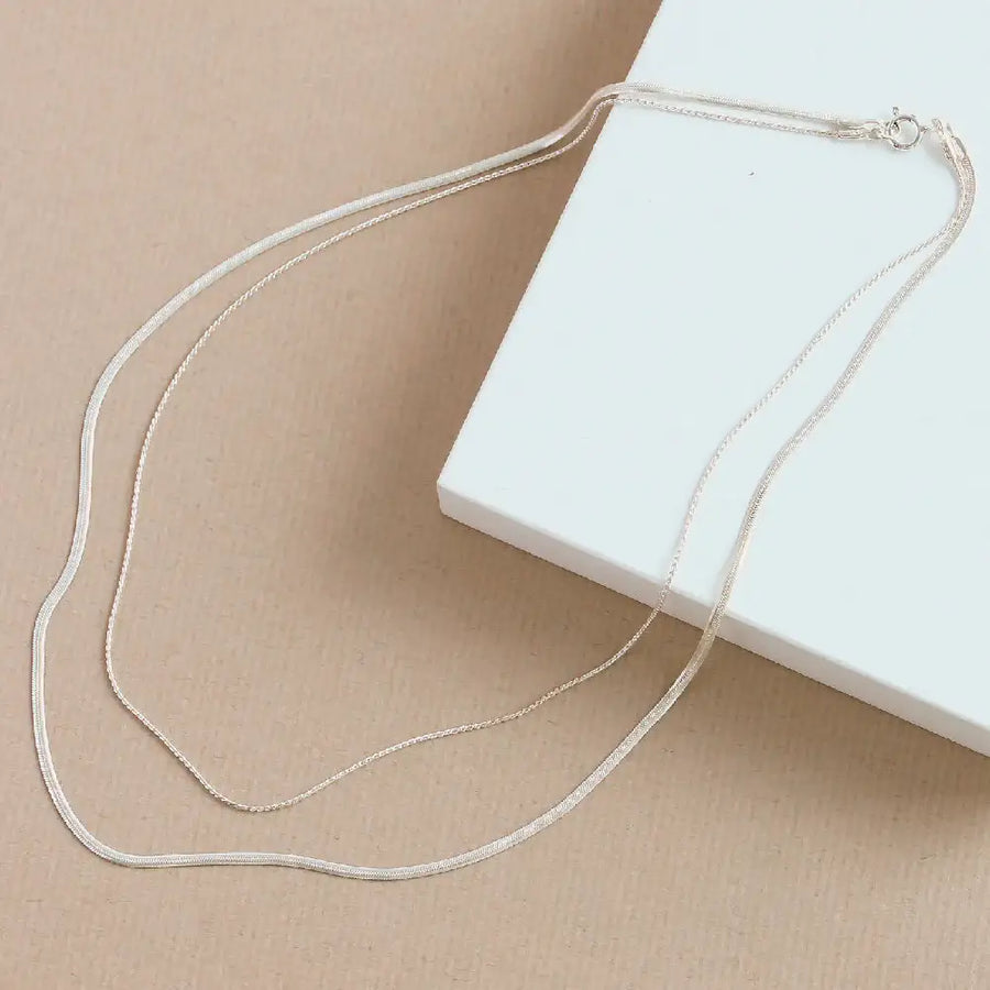 CLUE - Layered Omega Chain Integrated Silver Necklace - CLUE - Jewelry - Harumio