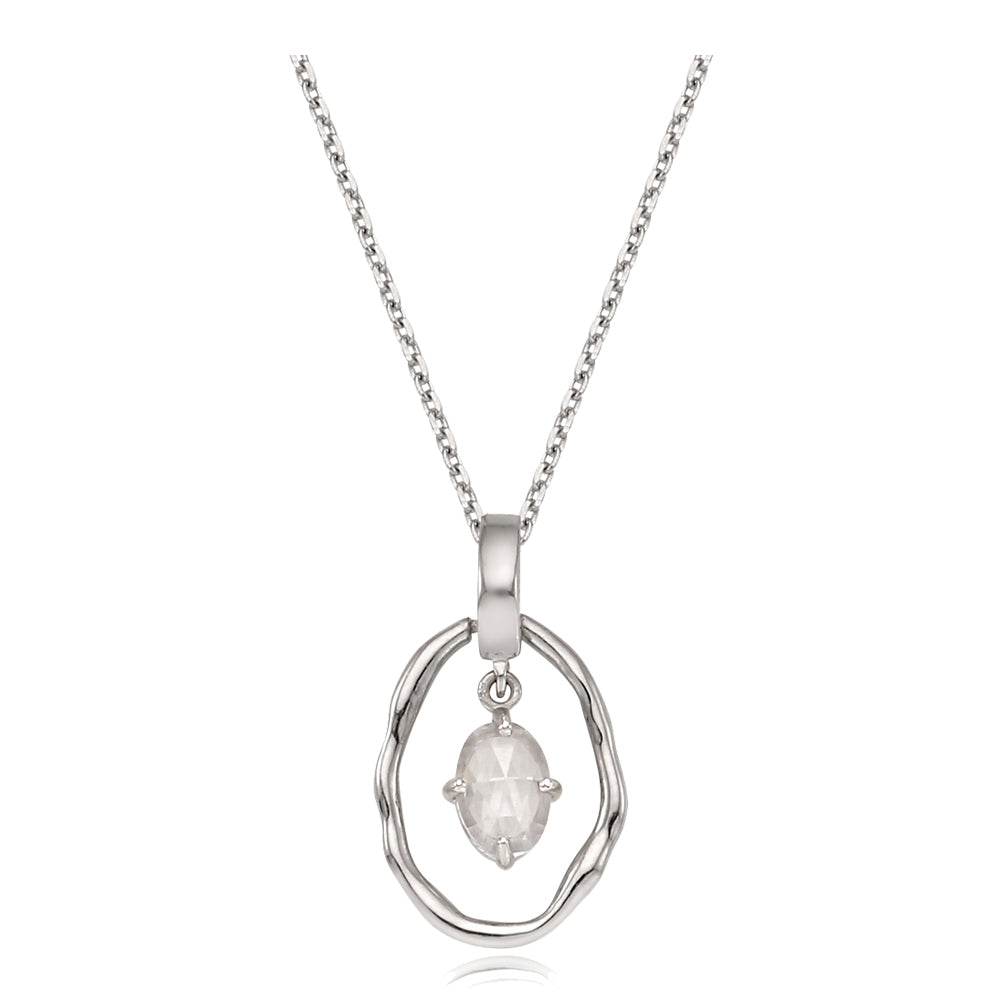 CLUE - White Round Silver Necklace