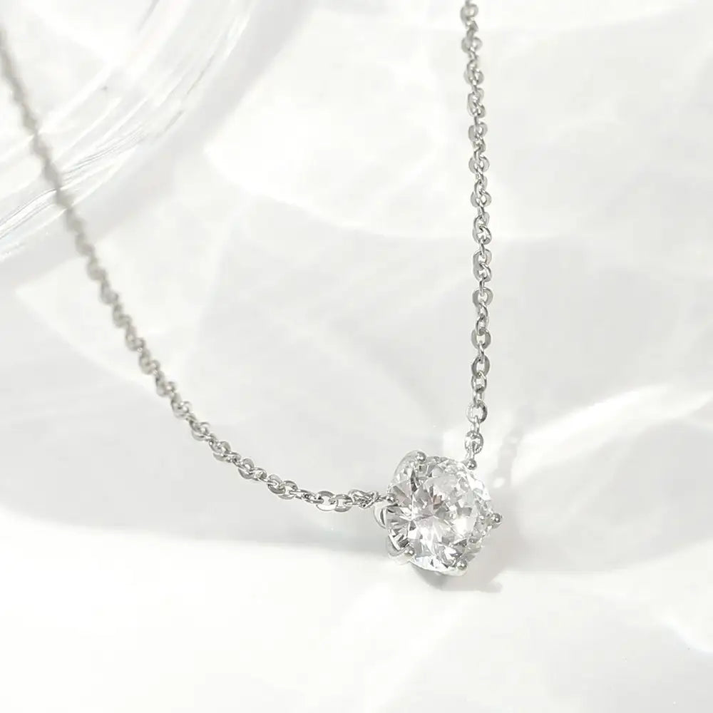 OST - Simulated Diamond 1ct Solitaire Women's Necklace - OST - Jewelry - Harumio